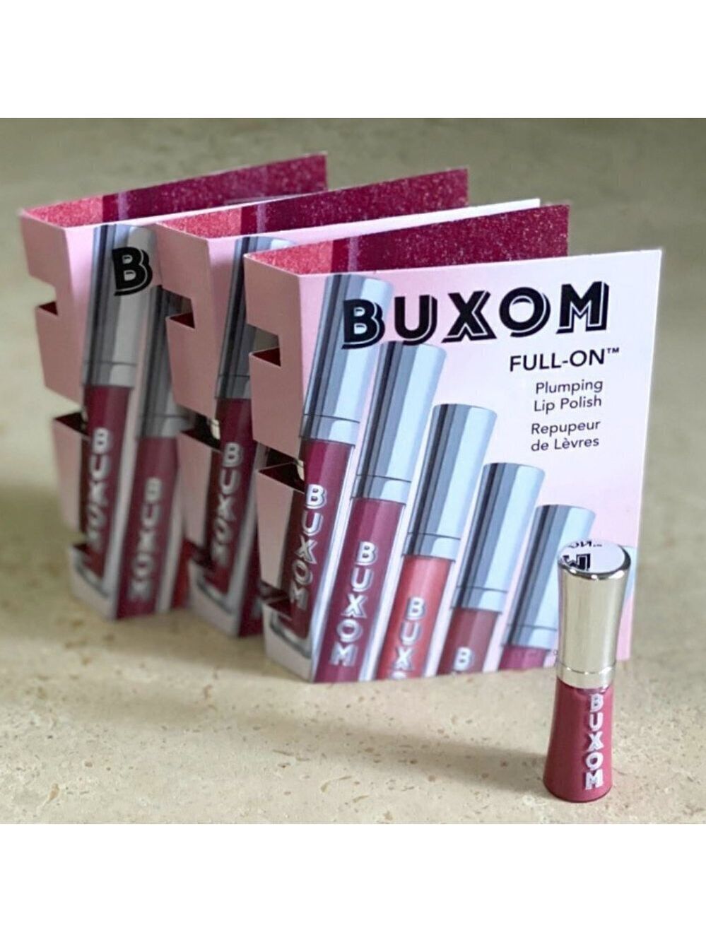 4- Buxom Dolly Full on Lip Plumping Lip Polish mini on card .07oz NEW